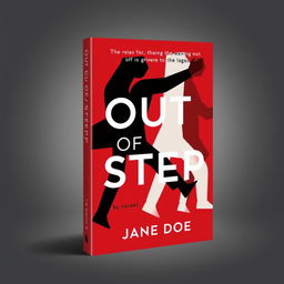 A stylish and eye-catching book cover design for a novel titled "Out of Step