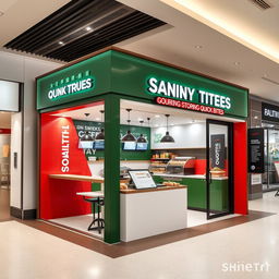 A high-end sandwich shop in a shopping center focusing on gourmet-style quick bites, designed with a 3x2