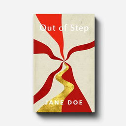 A striking book cover design for the novel "Out of Step," focusing purely on the graphic elements without any mockup presentation