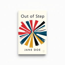 A striking book cover design for the novel "Out of Step," focusing purely on the graphic elements without any mockup presentation