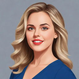 Generate a vector illustration of Mia Malkova in cartoon style, focusing on her face and upper body.