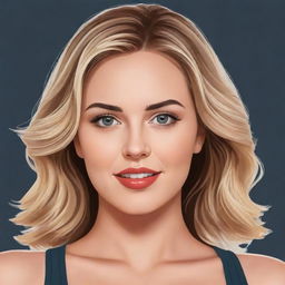 Generate a vector illustration of Mia Malkova in cartoon style, focusing on her face and upper body.