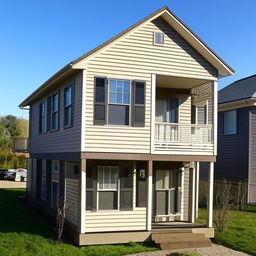 A 35x50 feet residential house with rental units on the second and third floor.