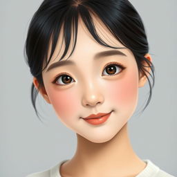 A cute and realistic depiction of a Korean girl, with smooth and flawless skin