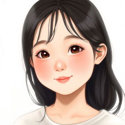 A cute and realistic depiction of a Korean girl, with smooth and flawless skin