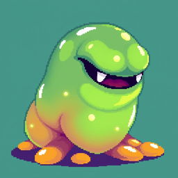 16x16 pixel art of a classic slime enemy from a fantasy RPG game