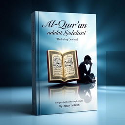 A book cover design for the title "Al-Qur'an adalah Solusi"