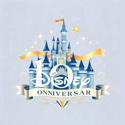 An elegant and whimsical logo design for Disney's 100th anniversary, featuring a stylized depiction of the iconic Disney castle