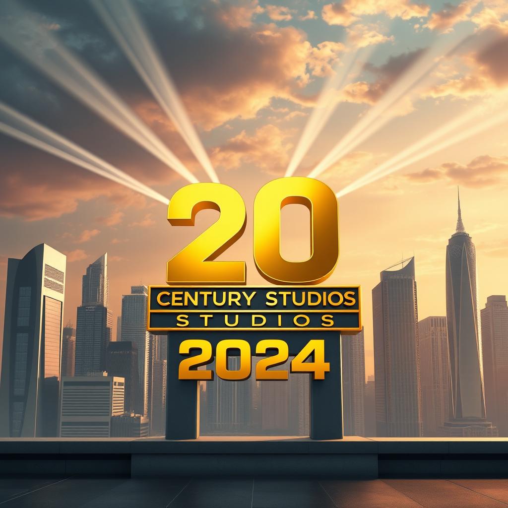 A futuristic interpretation of the iconic 20th Century Studios logo set in the year 2024