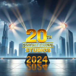 A futuristic interpretation of the iconic 20th Century Studios logo set in the year 2024