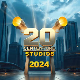 A futuristic interpretation of the iconic 20th Century Studios logo set in the year 2024