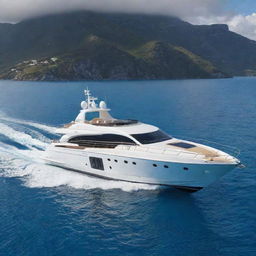 A luxurious and grand speed yacht that incorporates the classic design, regal elegance, and iconic logo of a Rolls-Royce vehicle