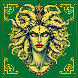 Medusa depicted in a classical Greek drawing style, perfect for a book cover