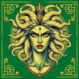 Medusa depicted in a classical Greek drawing style, perfect for a book cover