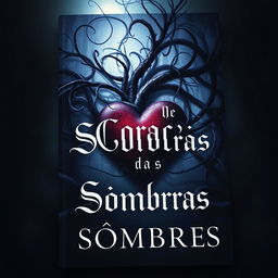 A captivating book cover design featuring the title 'O Coração das Sombras'