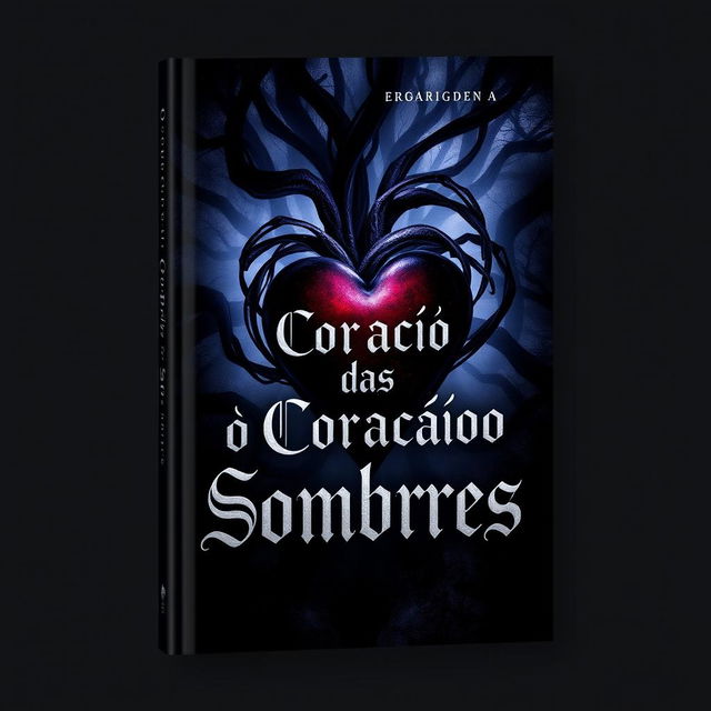 A captivating book cover design featuring the title 'O Coração das Sombras'