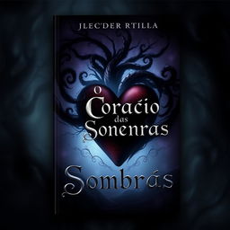 A captivating book cover design featuring the title 'O Coração das Sombras'