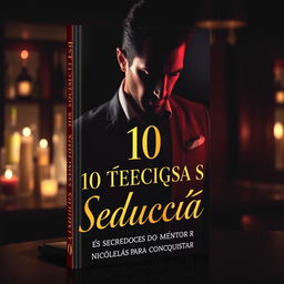 A captivating and enticing book cover for '10 Técnicas de Sedução: Os Segredos do Mentor Nicolas para Conquistar'