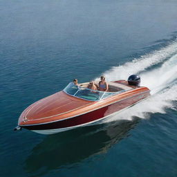 A sturdy and stylish speed boat that fuses the robust design elements and classic colors of a Ford vehicle