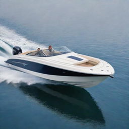 A sturdy and stylish speed boat that fuses the robust design elements and classic colors of a Ford vehicle