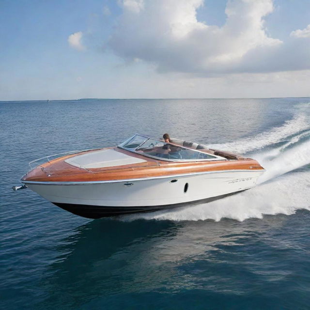 A sturdy and stylish speed boat that fuses the robust design elements and classic colors of a Ford vehicle