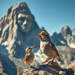 A small bird with a surprised expression, feeling its beak is unusually heavy