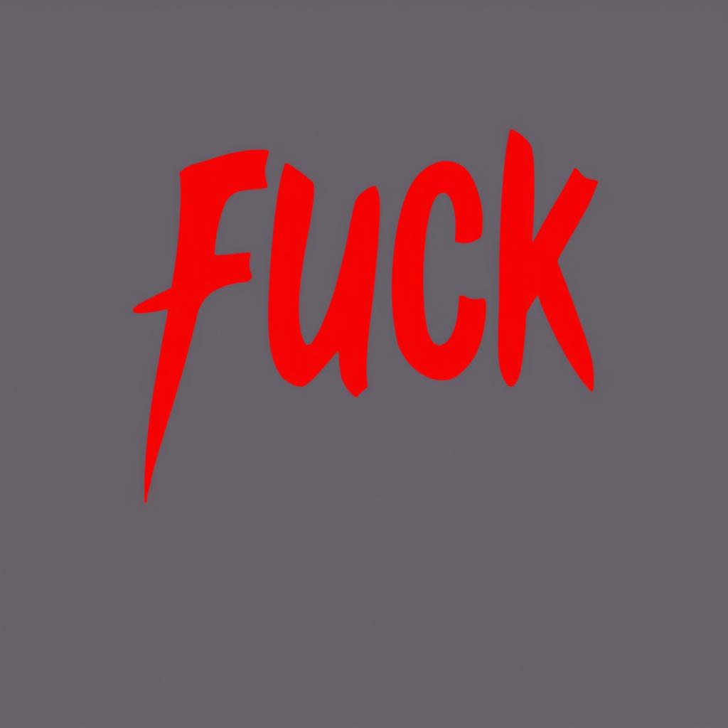 A minimalistic and expressive representation of the word "fuck" in bold typography, with vibrant red and black hues to convey strong emotions such as anger and passion