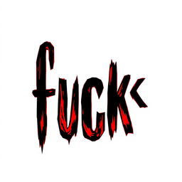 A minimalistic and expressive representation of the word "fuck" in bold typography, with vibrant red and black hues to convey strong emotions such as anger and passion