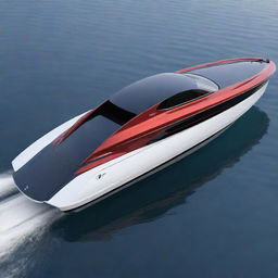 A modern and sleek speed boat design that incorporates the elegant lines, logo, and colors of a Hyundai sports car