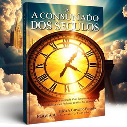 Book cover design featuring a grand clock as the central element with the heavenly imagery of the New Jerusalem in the background