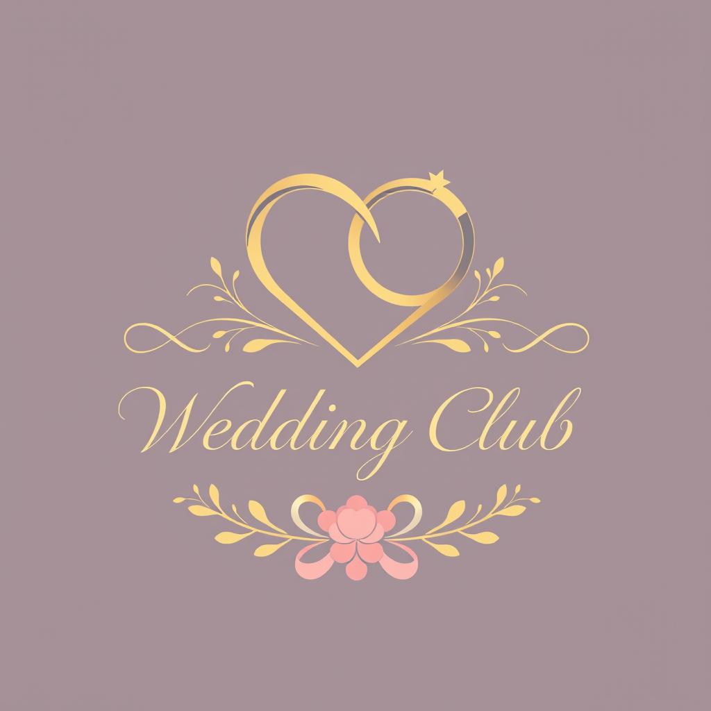 An elegant and sophisticated logo for a wedding club, featuring a stylized heart intertwined with a classic wedding ring