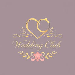 An elegant and sophisticated logo for a wedding club, featuring a stylized heart intertwined with a classic wedding ring