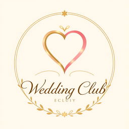 An elegant and sophisticated logo for a wedding club, featuring a stylized heart intertwined with a classic wedding ring