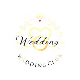 An elegant and sophisticated logo for a wedding club, featuring a stylized heart intertwined with a classic wedding ring