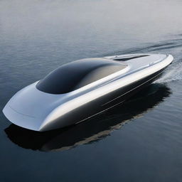 A high-end speed boat design that mirrors the sleek lines, contemporary design, and signature logo of a Lexus sports car