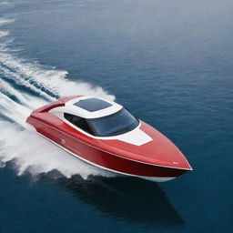 An avant-garde and chic speed boat design that incorporates the unique design aesthetics, colors, and logo of a Citroen car