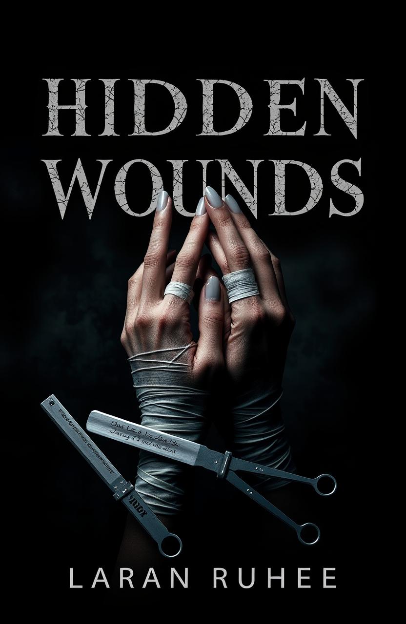 A dark and haunting book cover design featuring the title 'Hidden Wounds'