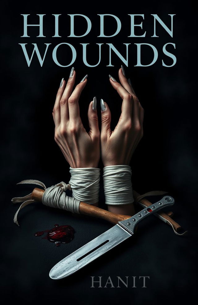 A dark and haunting book cover design featuring the title 'Hidden Wounds'