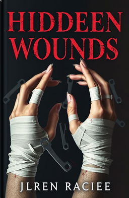 A chilling book cover with a dark background, featuring the title 'Hidden Wounds' in bold, haunting typography