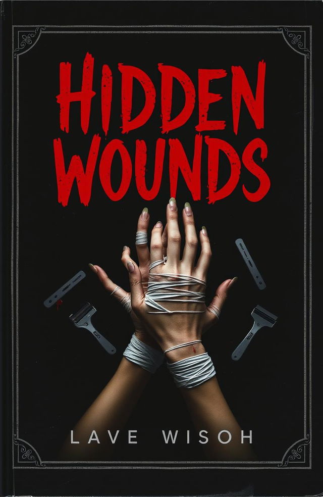 A chilling book cover with a dark background, featuring the title 'Hidden Wounds' in bold, haunting typography