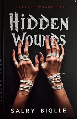 A chilling book cover with a dark background, featuring the title 'Hidden Wounds' in bold, haunting typography