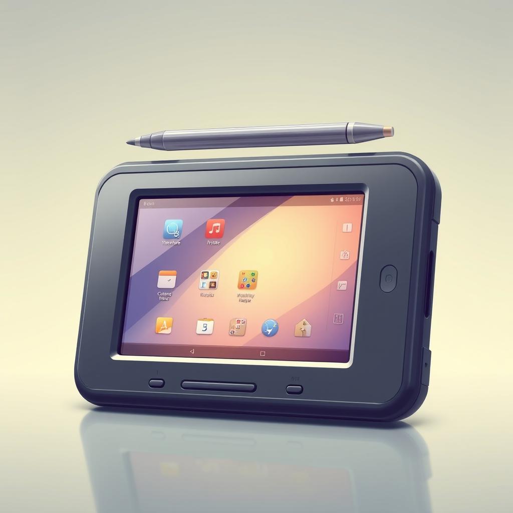 A nostalgic digital artwork capturing the essence of a typical tablet device from 2005