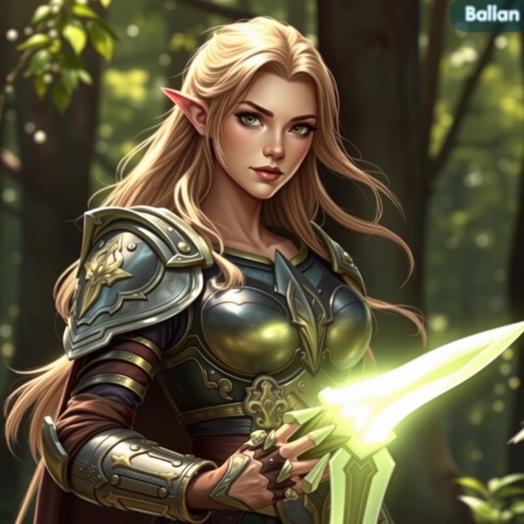 A valiant half-elf paladin, showcasing both strength and elegance