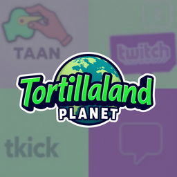 A creative logo design featuring the words 'Tortillaland Planet' prominently in an original and bold font