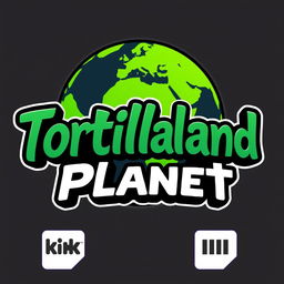 A creative logo design featuring the words 'Tortillaland Planet' prominently in an original and bold font