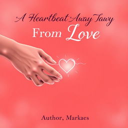 A romantic book cover illustration depicting a close-up of two hands reaching towards each other, almost touching but separated by a faint, glowing heart symbol in between