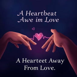 A romantic book cover illustration featuring a close-up of two hands reaching towards each other, almost touching, with a faint, pulsing heart symbol in between