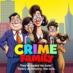 A lively and comedic movie poster for the film 'Crime Family', showcasing the eccentric life of a crime family