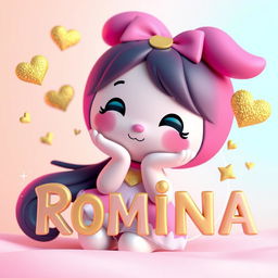 A vibrant 3D digital artwork featuring My Melody in a whimsical and charming pose