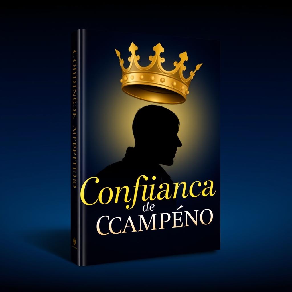 Create a book cover featuring the silhouette of a man and a golden crown